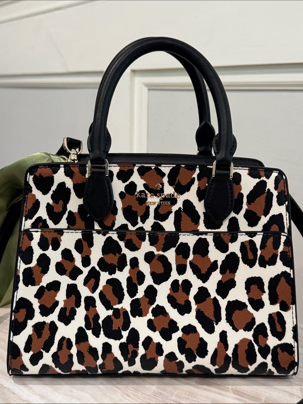 kate spade Bag Small Madison Spotted Animal Black & Brown Leopard Print Satchel - Picture 5 of 17